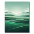 Serene Green Abstract Landscape Waves Rug