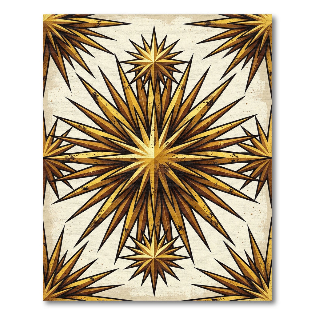 Gold Celestial Starry Geometric Art Rug