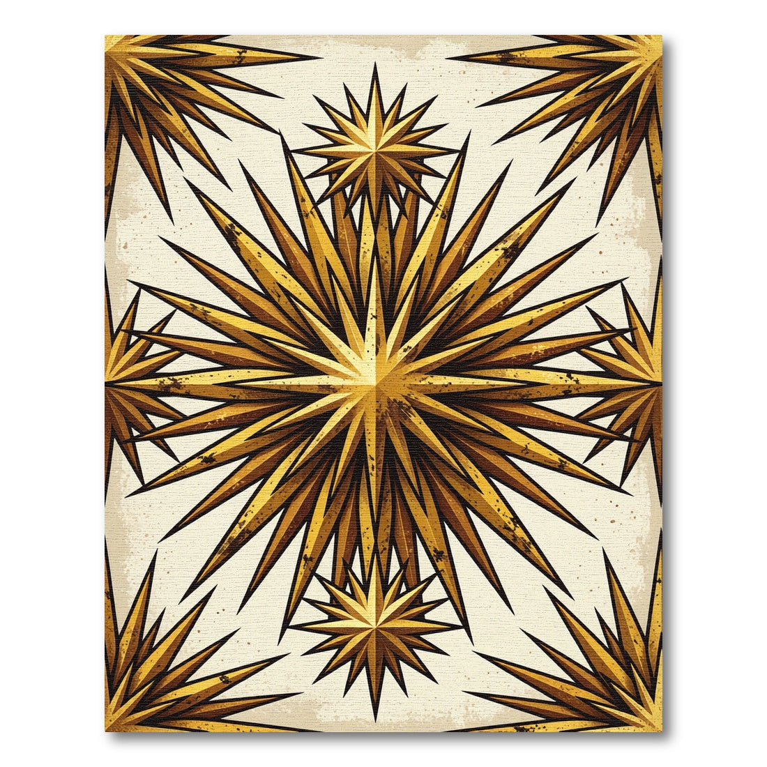Gold Celestial Starry Geometric Art Rug