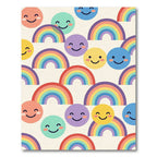 Cheerful Rainbow and Smiley Face Art Rug