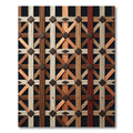 Rustic Brown Lattice Geometric Grid Rug