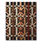 Rustic Brown Lattice Geometric Grid Rug