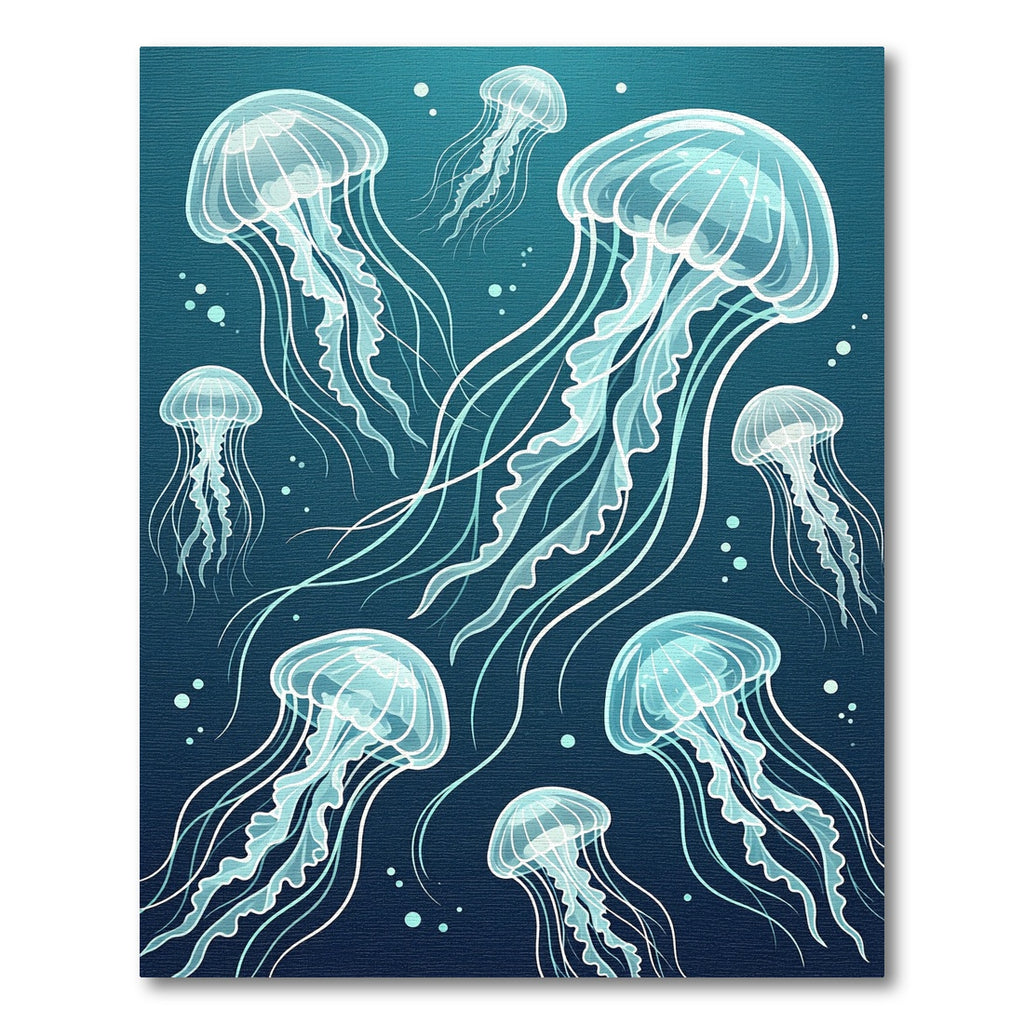 Deep Blue Jellyfish Dance Undersea Rug