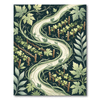 Elegant Sage Green Vineyard Leaf Swirl Rug