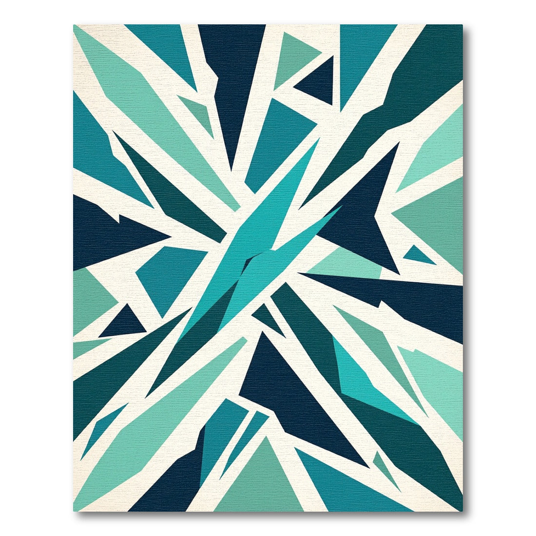 Deep Teal Shattered Geometric Burst Rug