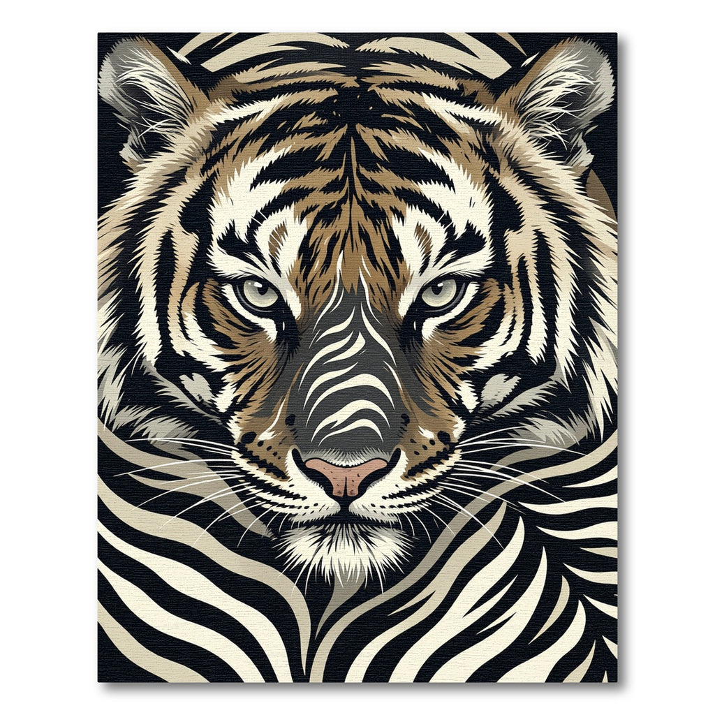 Bold Tiger Face Black And Tan Rug