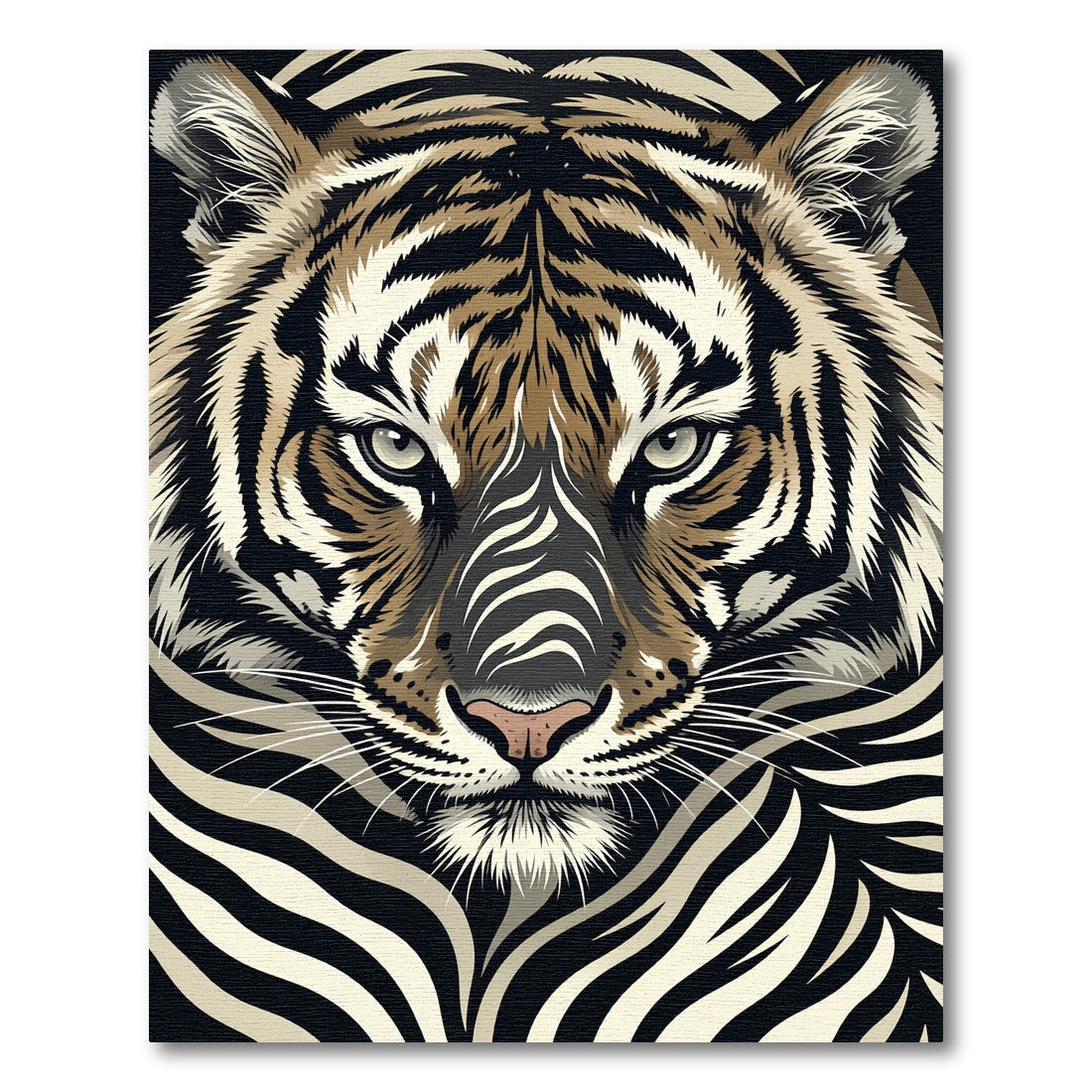 Bold Tiger Face Black And Tan Rug