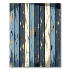 Rustic Navy and Cream Weathered Plank Rug