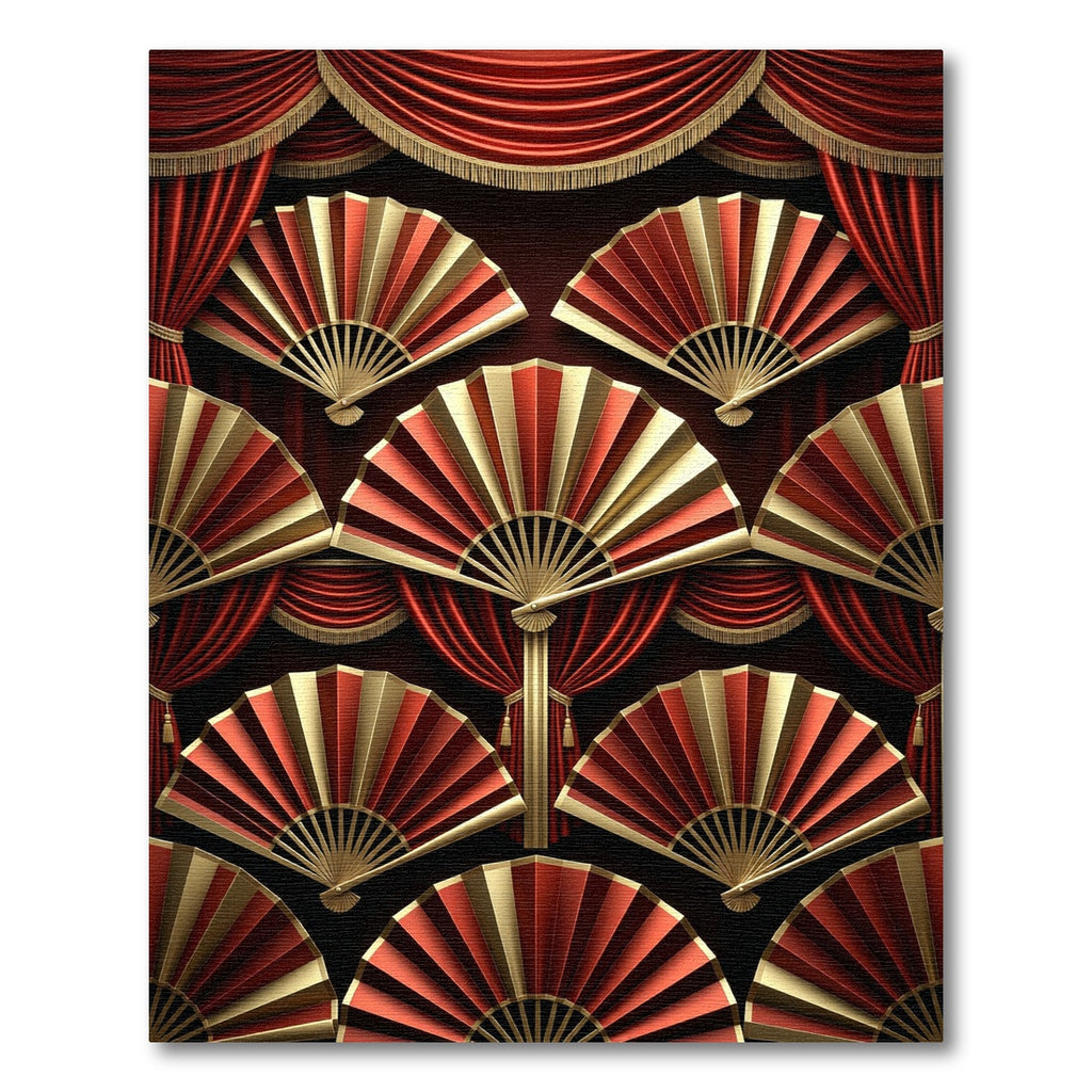 Crimson Gold Fan Arrangement Rug