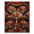 Crimson Gold Fan Arrangement Rug