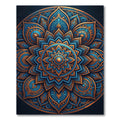 Intricate Golden Blue Lotus Mandala Rug
