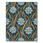 Blue Daisy Wheat Field Garden Rug