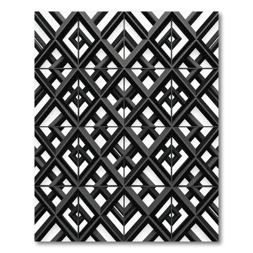 Monochrome Interlocking Geometric Lattice Rug