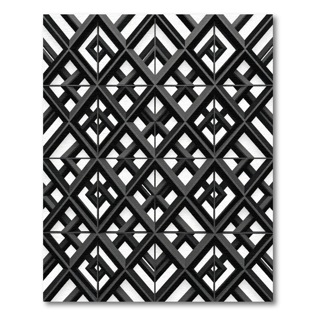 Monochrome Interlocking Geometric Lattice Rug