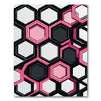 Modern Pink and Black Geometric Hexagon Rug