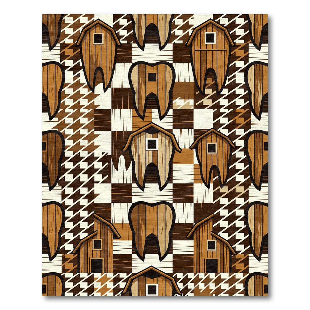 Rustic Wooden Barn Tooth Composition Rug