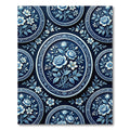 Classic Blue White Floral Oval Medallion Rug