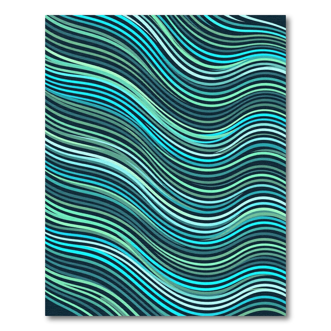 Aqua Teal Wavy Stripe Rug