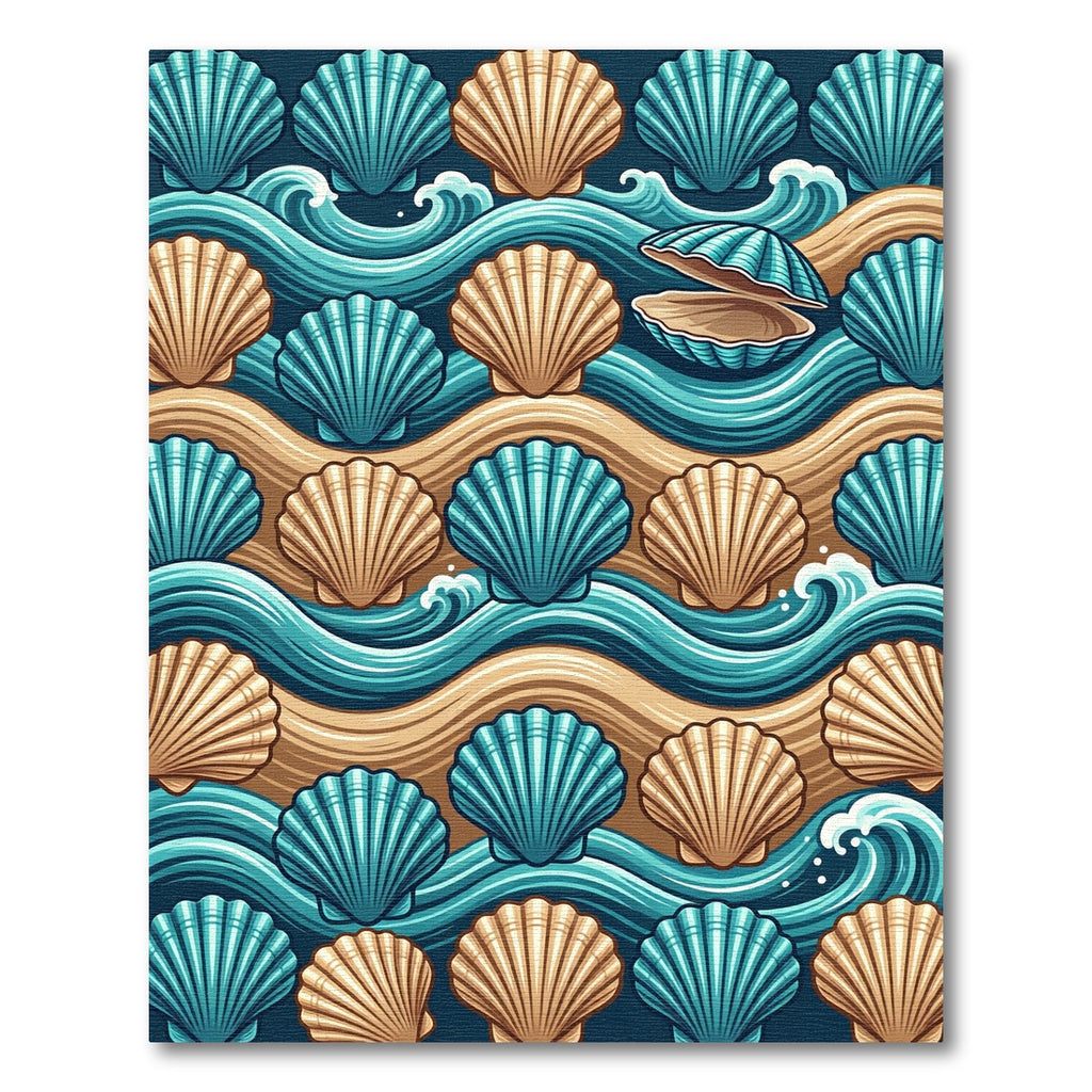 Turquoise Seashell Sandy Wave Pattern Rug
