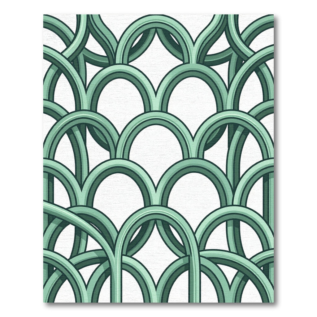 Sage Green Interlocking Arch Statement Rug
