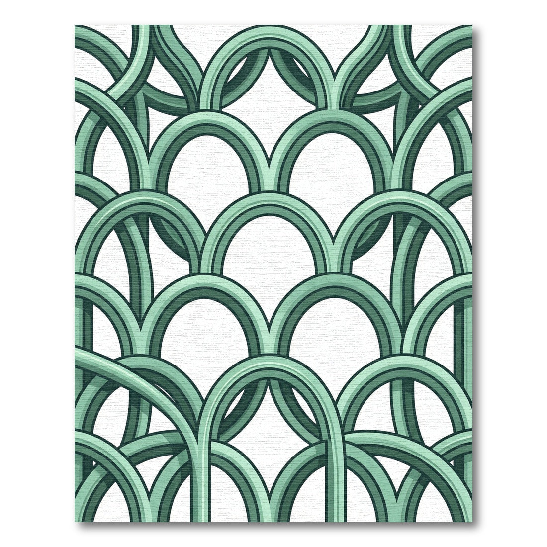 Sage Green Interlocking Arch Statement Rug