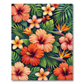 Vibrant Tropical Hibiscus And Plumeria Bouquet Rug