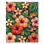 Vibrant Tropical Hibiscus And Plumeria Bouquet Rug
