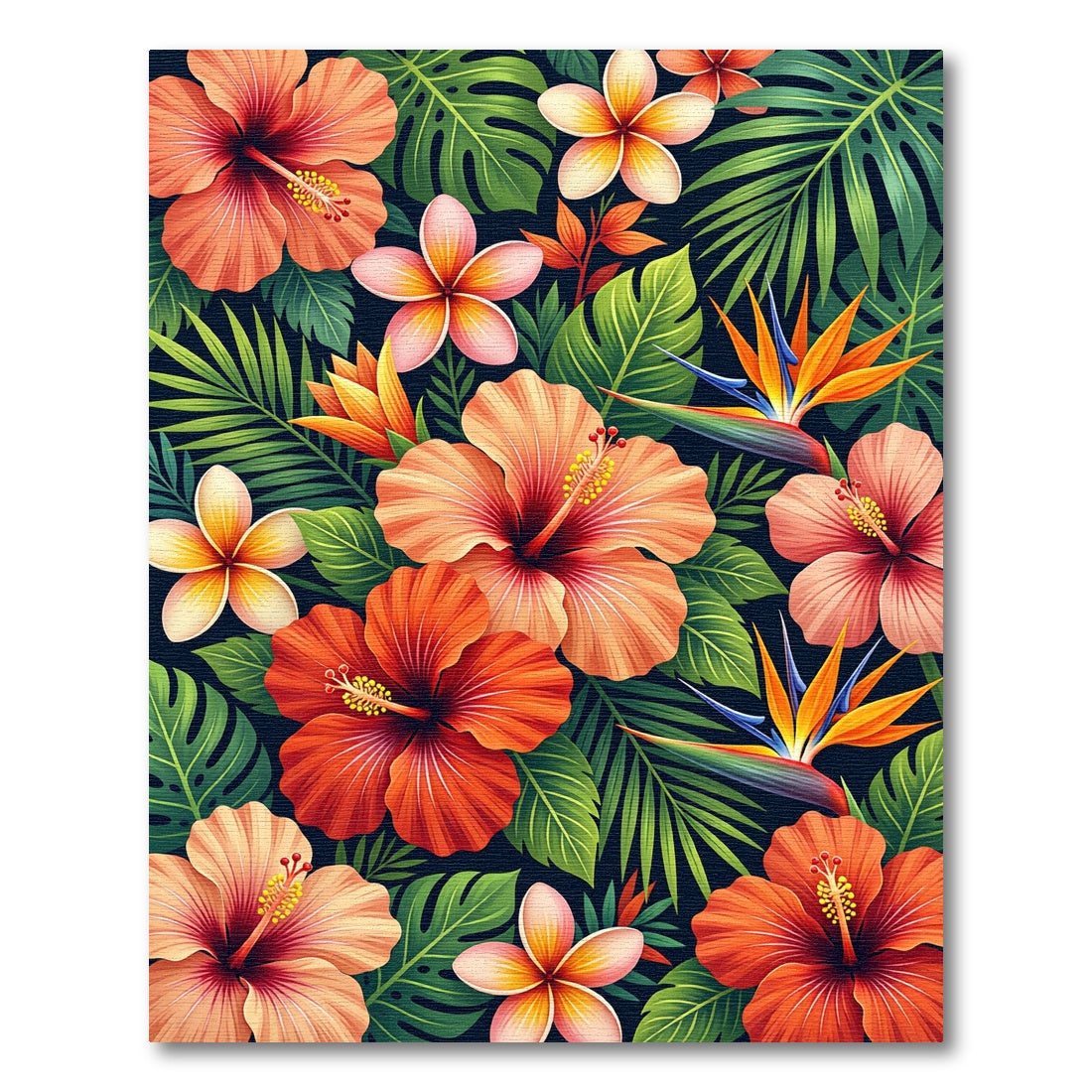 Vibrant Tropical Hibiscus And Plumeria Bouquet Rug