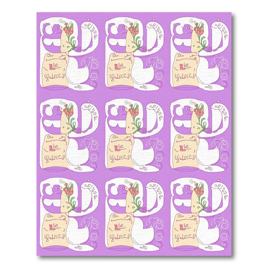 Playful Purple Floral Scroll Layout Rug
