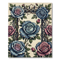Gothic Blue and Mauve Rose Trellis Rug