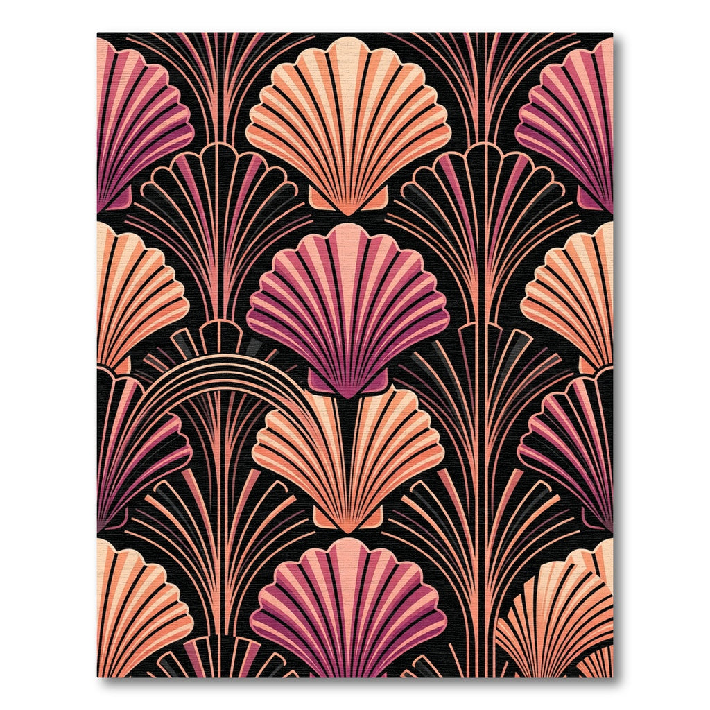 Art Deco Peach and Plum Shells Rug