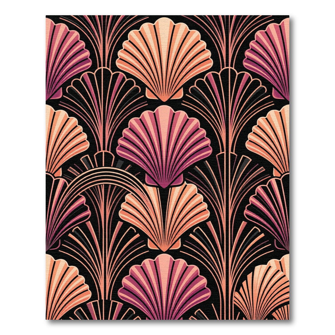 Art Deco Peach and Plum Shells Rug