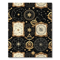 Golden Celestial Navigation Astrolabe Rug