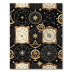 Golden Celestial Navigation Astrolabe Rug