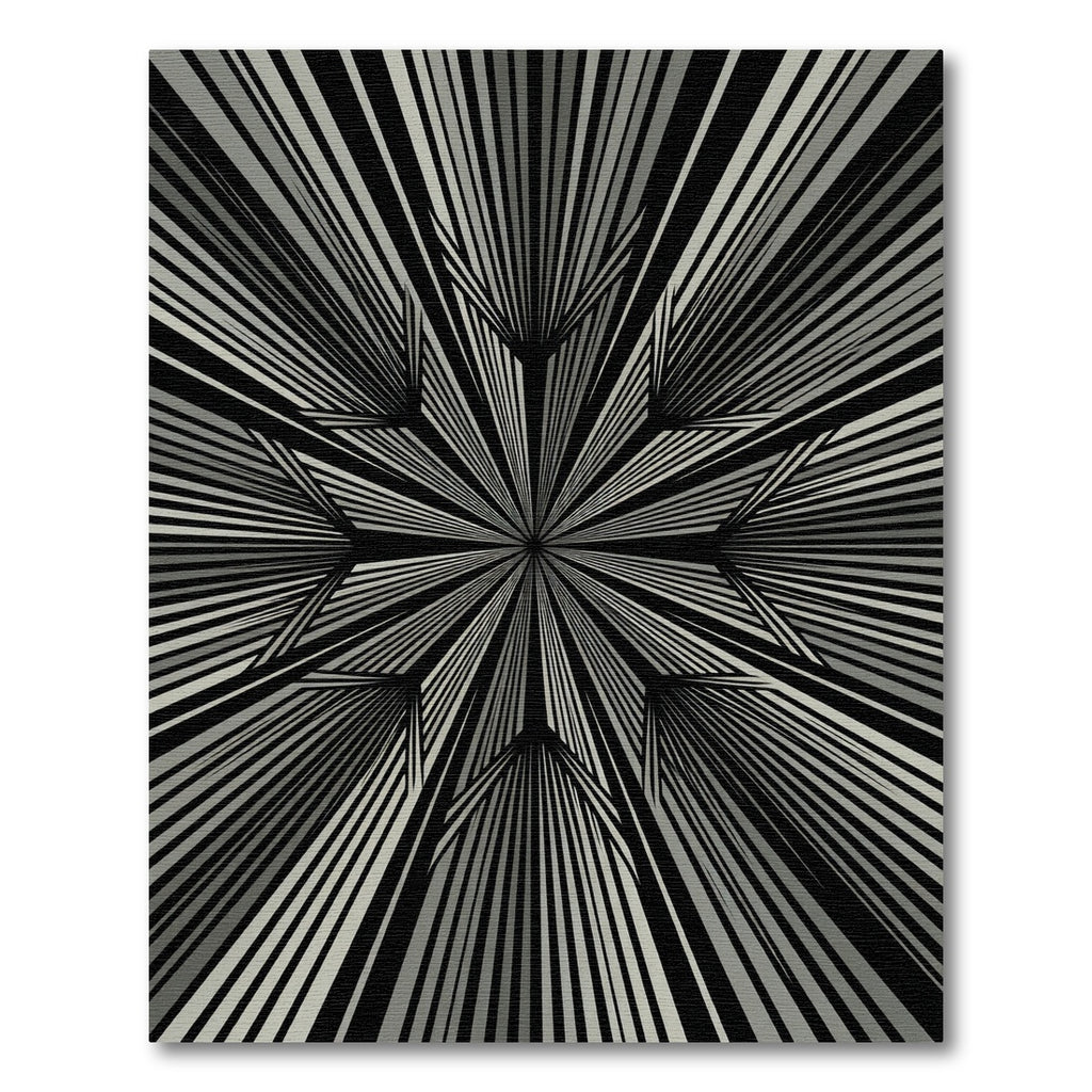 Monochromatic Sunburst Geometric Star Rug
