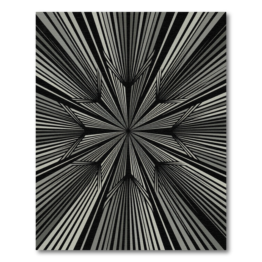 Monochromatic Sunburst Geometric Star Rug