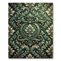 Emerald Ornate Damask Scroll Foliage Rug