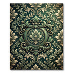 Emerald Ornate Damask Scroll Foliage Rug