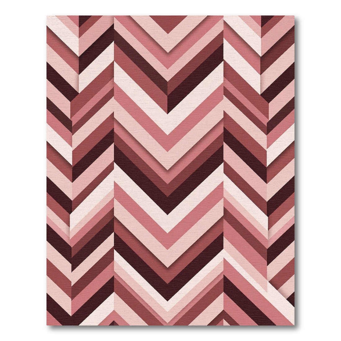 Rose Herringbone Geometric Gradient Rug