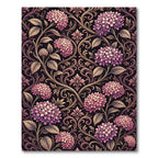 Elegant Plum Hydrangea Victorian Scroll Rug