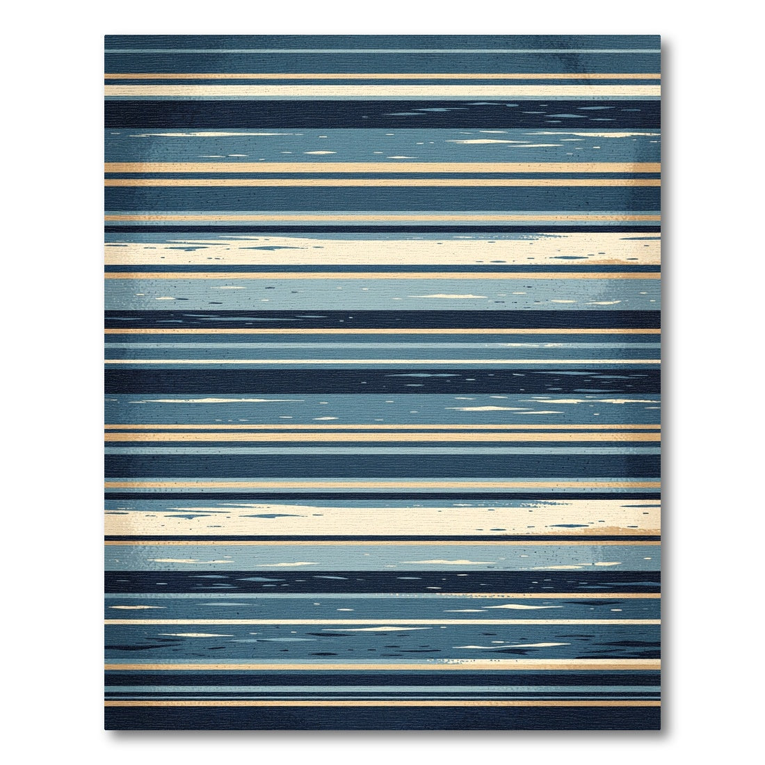 Modern Navy and Gold Horizontal Stripe Rug