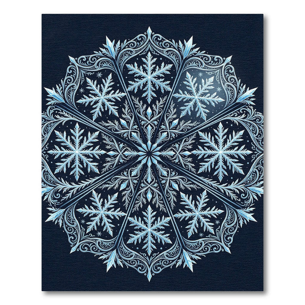 Icy Blue Winter Snowflake Medallion Rug