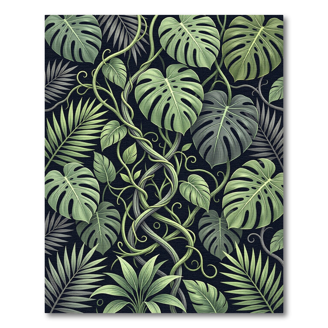 Tropical Jungle Leaf Swirl Rug