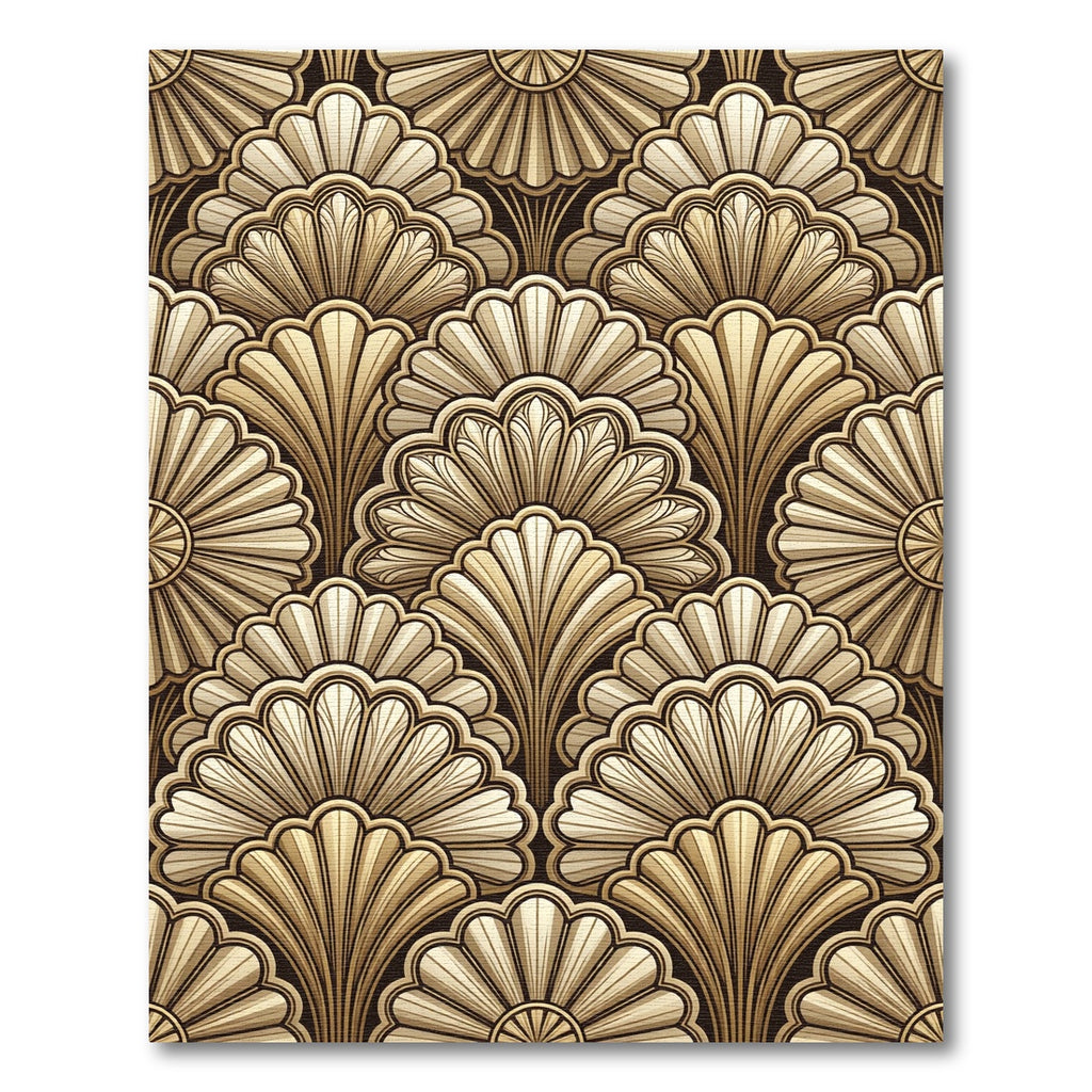 Golden Art Deco Fan Arrangement Rug