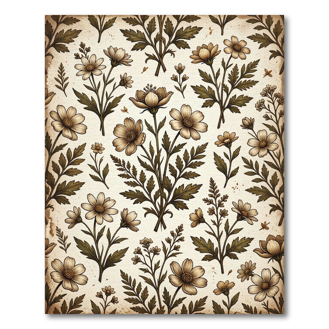Vintage Botanical Floral Bouquet Rug