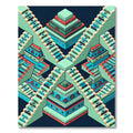 Geometric Terracotta Turquoise Staircase Rug