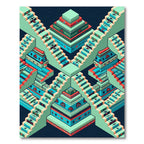 Geometric Terracotta Turquoise Staircase Rug