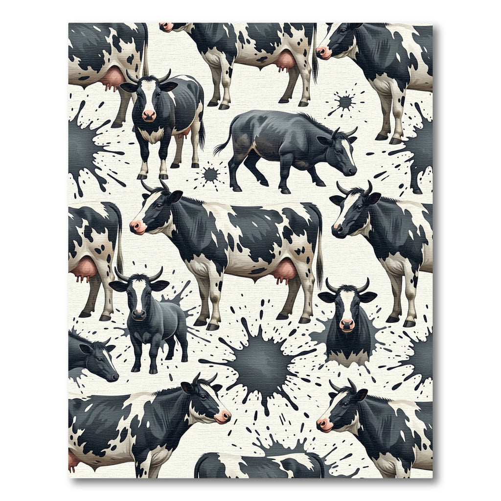 Whimsical Black White Cow Splash Rug