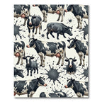 Whimsical Black White Cow Splash Rug