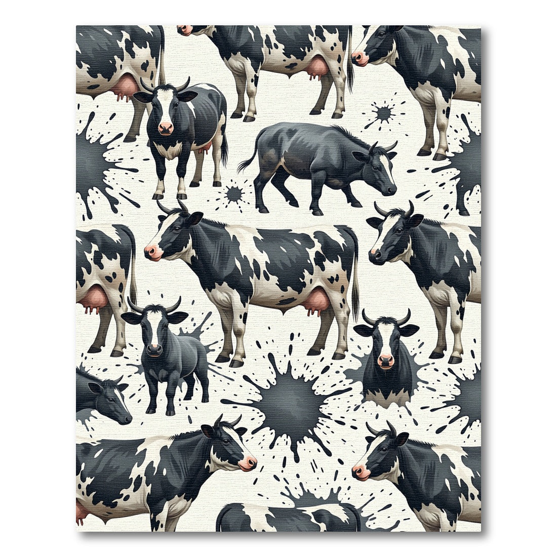 Whimsical Black White Cow Splash Rug